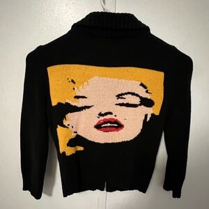 Betsey Johnson Marilyn Monroe cardigan Sweater with zipper and pockets